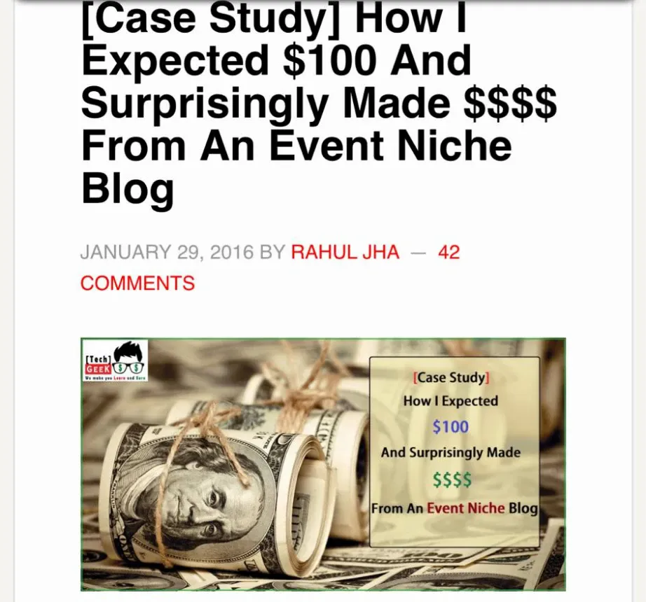 Rahul's 2016 case study headline on the Tech Geek blog