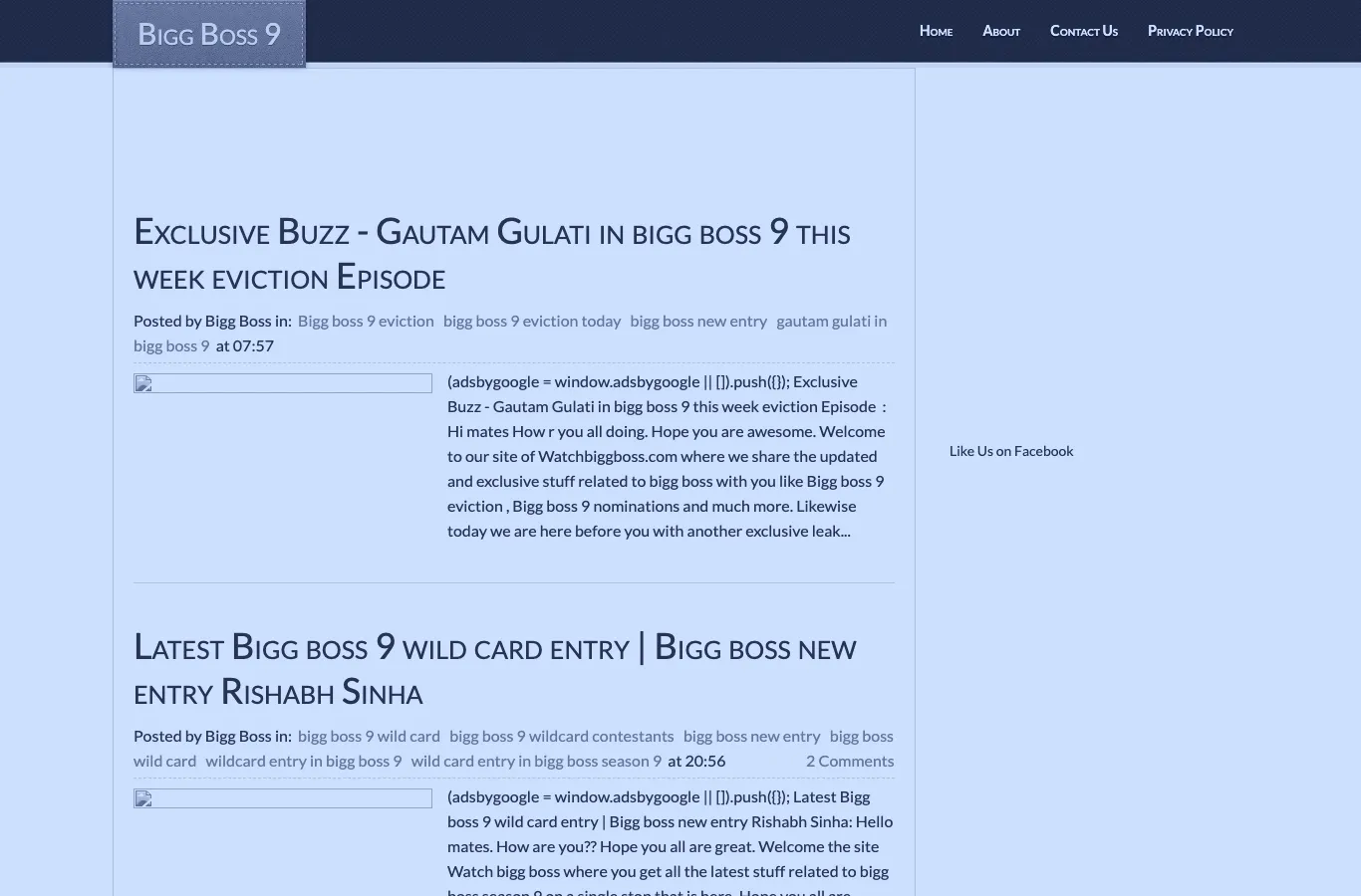 watchbiggboss.com as archived in November 2015